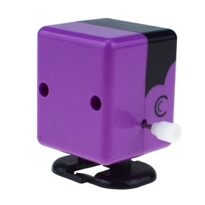 Funny purple square monster wind-up toy walking on black feet for Halloween gifts
