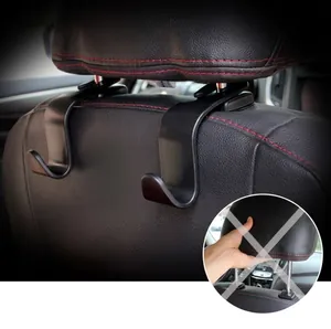 Universal black car seat headrest hook for hanging bags and interior storage