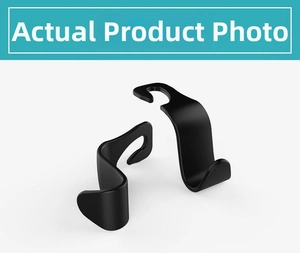 Detail of hidden black S-shaped car seat back hooks made of durable ABS material