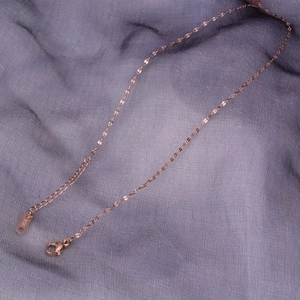 18K rose gold plated stainless steel lip chain necklace with K18 engraved tag