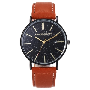 Men's Quartz Watch Starry Sky Dial Date Display Alloy Case Faux Leather Strap Business Casual Fashion Analog Wristwatch