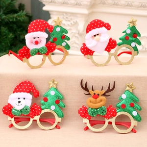 Christmas Decorative Glasses Frames Plastic Glitter Santa Snowman Reindeer Holiday Party Favors Photo Props Novelty Gift