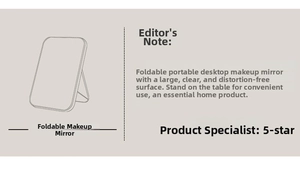 Minimalist foldable desktop makeup mirror featuring a large rectangle HD glass surface