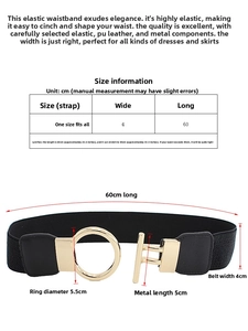 Détails des tailles pour ceinture élastique de 4cm avec boucle dorée ronde de 5,5cm