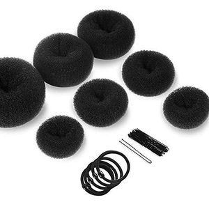 Sponge Hair Bun Maker Donut Ring Shapers Styling Tools With Pins And Elastic Ties For Women Girls DIY Fast Updos