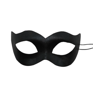 Elegant black PVC half-face masquerade party mask with textured mesh pattern and elastic strap