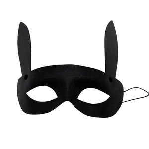 Elegant black rabbit ear half-face masquerade mask with adjustable straps for parties