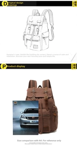 Detailed comparison of vintage canvas backpack dimensions next to an A4 size magazine