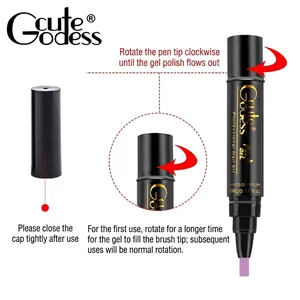 Purple 3-in-1 nail gel pen with glitter one-step UV LED varnish for home manicure