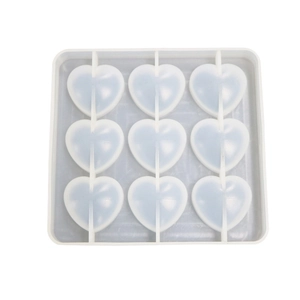 Moule en silicone à 9 cavités en forme de cœur pour pendentifs en résine et époxy