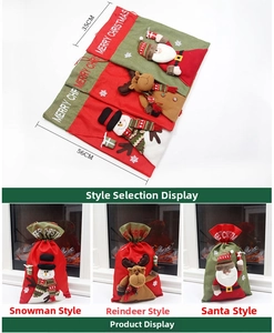 Three Christmas gift bags with 3D Santa, Snowman and Elk designs in 56x35cm size