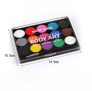 Detailed dimensions of 15-color water-soluble body paint set with application brush