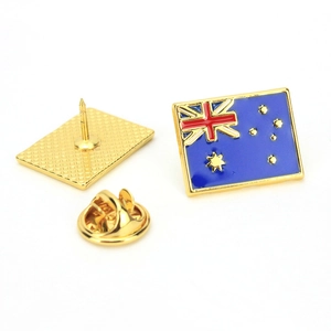 Australian flag metal badge set with butterfly clutch and polished gold metal edges