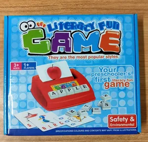 Educational literacy fun game for kids with alphabet tiles and colorful word cards