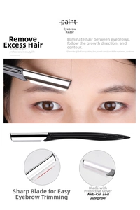 Detail of eyebrow razor with sharp blade and protective cap for precise shaping