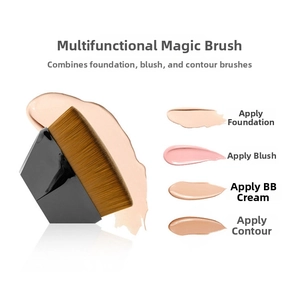 Detail of multi-functional foundation brush with high-density bristles for BB cream and blush