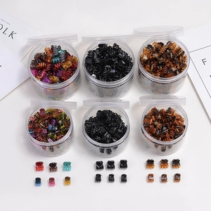 Set di mini mollette per capelli in plastica in barattoli trasparenti, colori assortiti