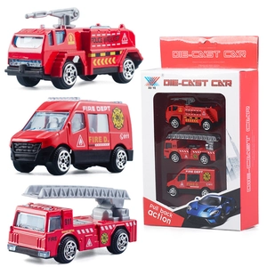 Detail of 3-piece die-cast emergency vehicle set with pull-back action toy cars