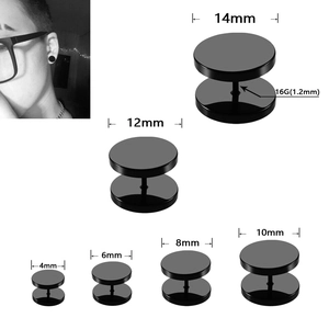 Set di orecchini a bilanciere in acciaio nero in varie dimensioni da 4mm a 14mm