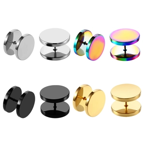 Orecchini A Bilanciere In Acciaio Inossidabile Disco Piatto Rotondo Placcato Sottovuoto Gioielli Per Piercing Hip Hop Unisex