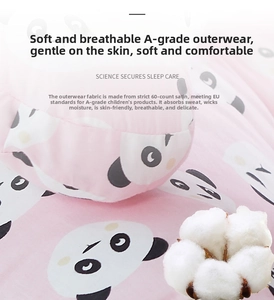 Close-up of Class A 60S cotton satin baby pillow fabric with pink panda pattern