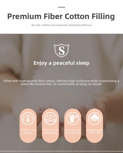 Detail showing high-resilience fiber cotton filling with soft down-like texture for baby pillow
