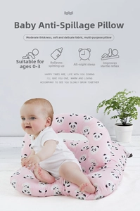 Detail of pink panda print baby nursing pillow for anti-reflux support and infant comfort