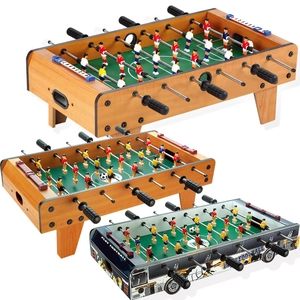 3er-Set Mini-Tischfußballtische aus Holz mit klassischem Holz- und blauem Bus-Design