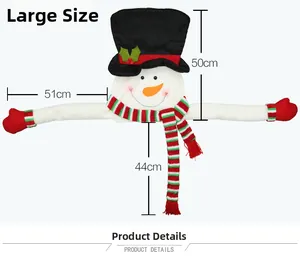 Detailansicht der großen Plüsch Schneemann Weihnachtsbaumspitze mit Maßen und Schal