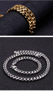 Macro view of gold and silver cuban links necklaces with polished metallic texture
