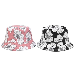 Wende Fischerhut Baumwolle Canvas Blumendruck Breite Krempe Sonnenschutz Sommer Outdoor Reise Damen Vintage Stil