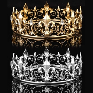 Detailed comparison of gold and silver luxury crystal bridal crowns with rhinestones