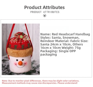 Detailed size specifications for the Christmas snowman knit tote bag with dimensions shown