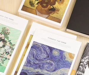 Artistic sketchbook cover featuring Van Gogh's starry night painting on vintage paper
