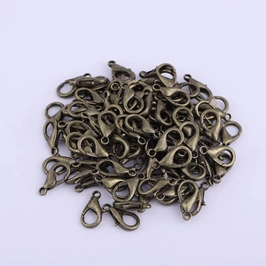 Macro view of vintage bronze zinc alloy lobster clasps for DIY jewelry necklace making