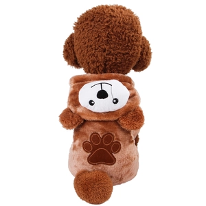 Detail view showing soft coral fleece texture and embroidery of dog paw on pet hoodie
