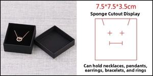 Black kraft paper jewelry box detail with 7.5x7.5x3.5cm size and inner sponge slit