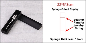 Detail of black kraft paper jewelry box 22x5x3cm with 15mm sponge lining and band