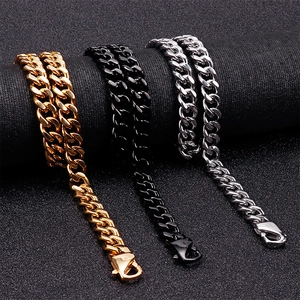 Classic Cuban link chains for men in gold black and silver finishes with lobster clasp