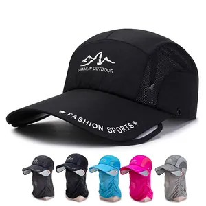 Outdoor Sun Protection Baseball Cap With Detachable Neck Flap Face Mask UV Protection Quick Dry Polyester Fishing Hiking Hat