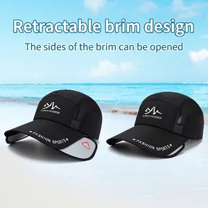 Quick-dry baseball cap with retractable brim for sun protection and outdoor activities