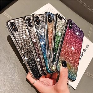 Luxurious TPU Rhinestone Phone Case Starry Sky Gradient Shiny Protector Back Cover For iPhone Series Daily Party Use Universal