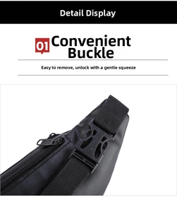 Detail of durable plastic buckle and metal zipper on black litchi grain waist bag
