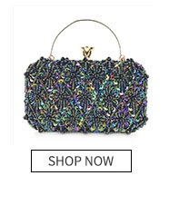 Detail of luxury evening clutch with floral beadwork and golden V-shaped metal clasp