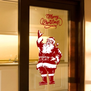Sticker de fenêtre Père Noël rouge pour décoration de porte en verre Merry Christmas