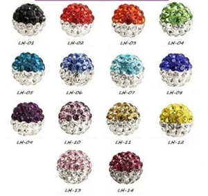 Detailed catalog of 10mm dual-tone rhinestone disco ball beads for DIY jewelry making