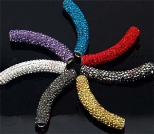 Colorful rhinestone curved spacer beads in a petal arrangement for DIY jewelry making