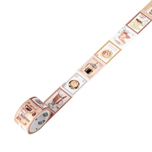 Retro coffee stamp style washi tape for journaling and decorative scrapbooking craft