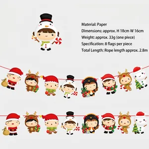 Christmas paper spiral hanging decorations with Santa and Reindeer cartoon patterns