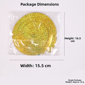 Detail view of 3D gold spiral Christmas hanging decoration with sizing and dimensions